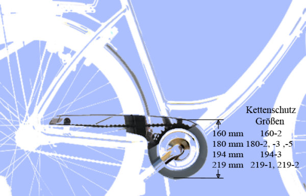 Transparenter Performance Line Fahrrad Kettenschutz 160 |180 | 219 mm für City Bike mit 1-fach Kettenblatt