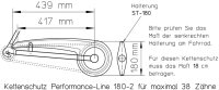 Transparenter Performance Line Fahrrad Kettenschutz 160 |180 | 219 mm für City Bike mit 1-fach Kettenblatt