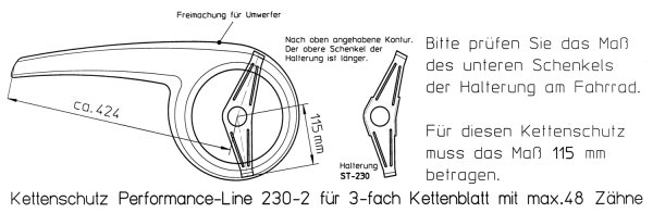 Fahrrad Kettenschutz 210-2-Schwarz für ATB MTB Trekking Bike bei 3 fach Kettenblatt bis 42 Zähne