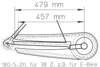 Fahrrad Kettenschutz Ergo-Line 180-5-2fl bis 36-38 Zähne 1-fach Kettenblatt für E-Bike extra lang 2-lügelig