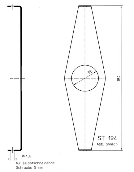 Steckbrille 194mm bis 42 Zähne 1-fach Kettenblatt | Halterung für Fahrrad Kettenschutz Nabenschaltung