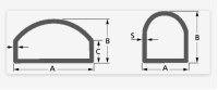 Kunststoff Gleiter Halb Oval Grau 109-55x35 Gleitkappe |...